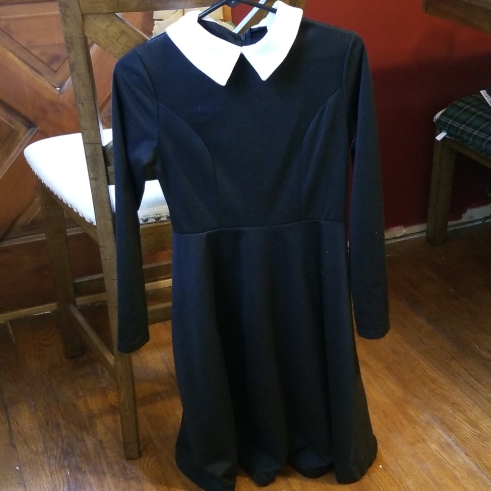 Black Dress W/ White Collar - Picture 3 of 6